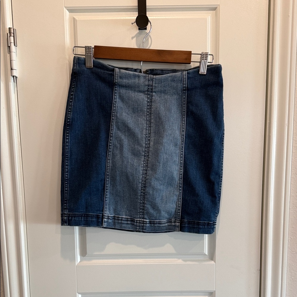 Free People Denim Patchwork Skirt